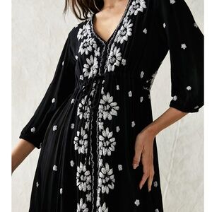 Free People Embroidered Fable Midi Dress Black S Romantic Festival Boho
